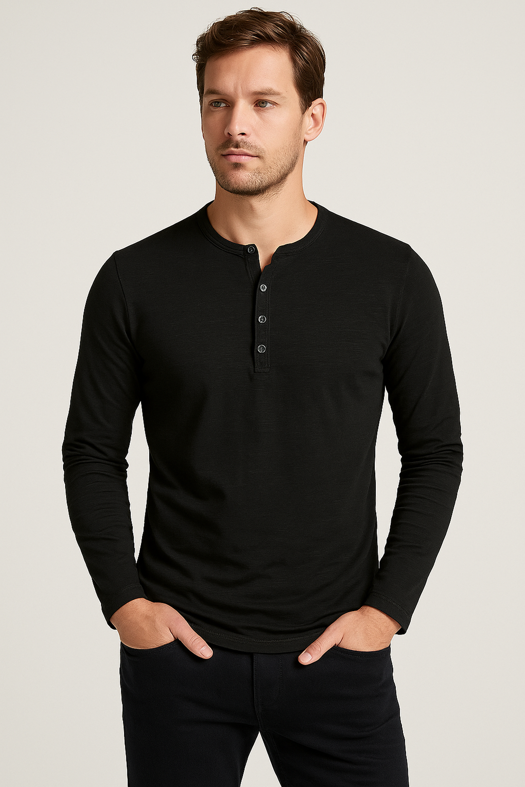 Long-Sleeve Henley Shirt