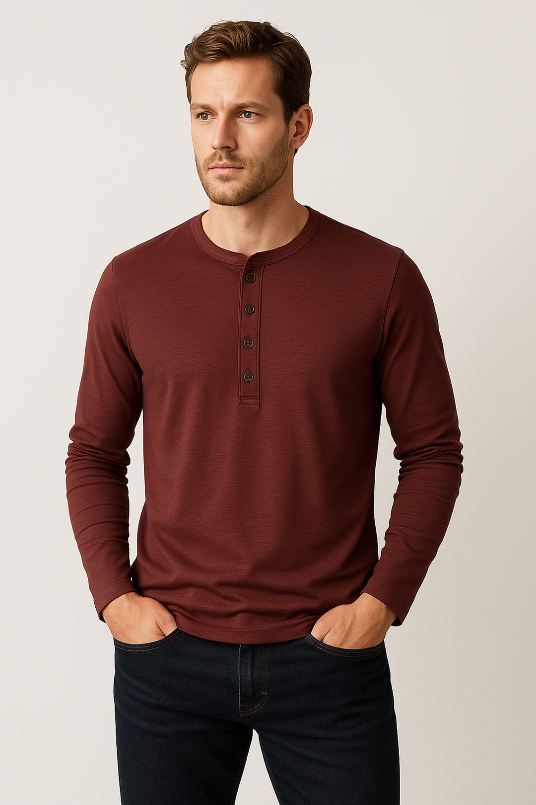 Long-Sleeve Henley Shirt
