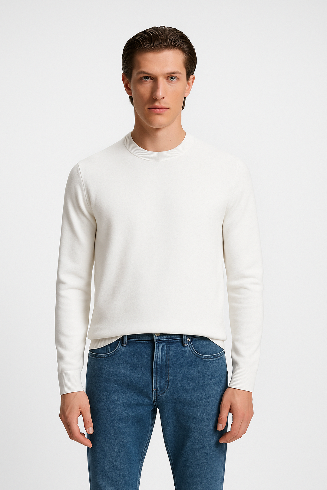 Merino Wool Blend Crewneck Sweater