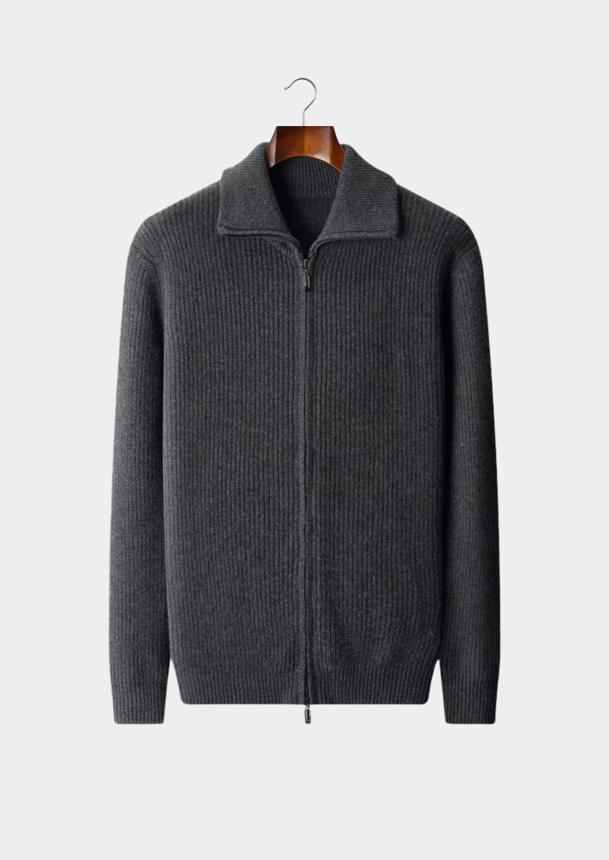 Men's Pure Extra-Fine Merino Wool Funnel Neck Dual Zip Cardigan-thumbmail-1