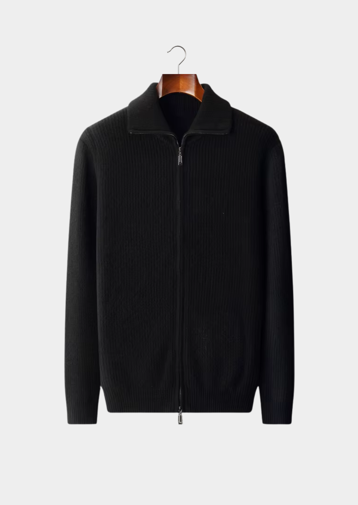 Men's Pure Extra-Fine Merino Wool Funnel Neck Dual Zip Cardigan-thumbmail-6