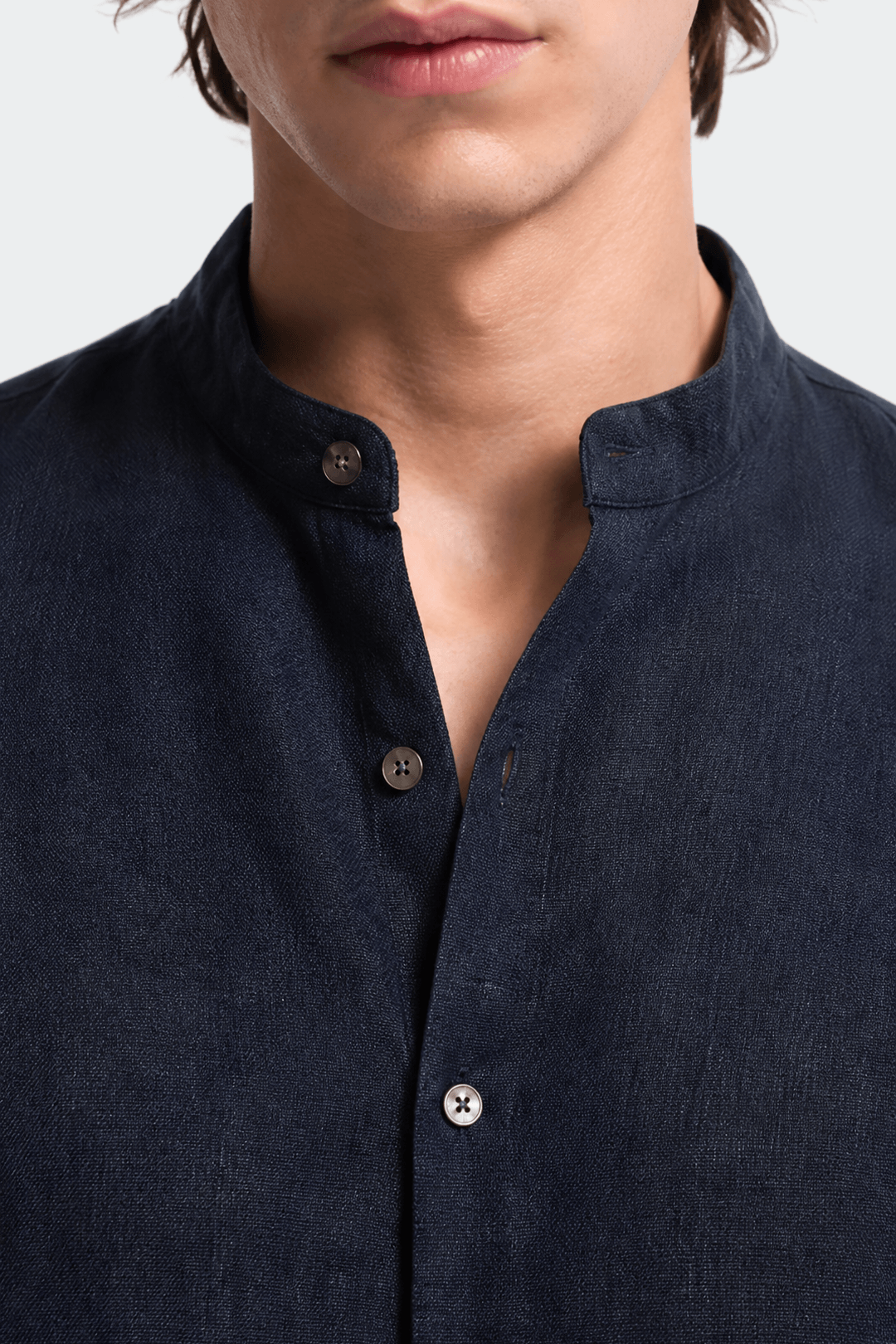Band Collar Linen Shirt-thumbmail-2