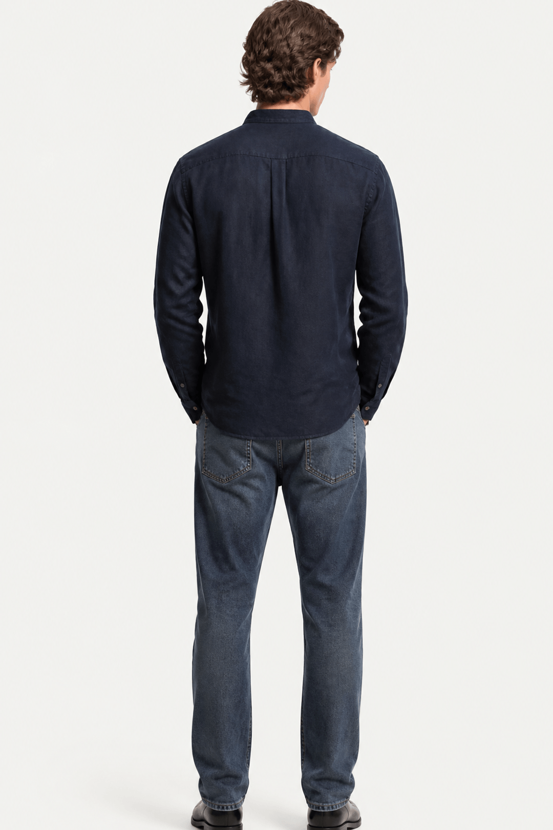 Band Collar Linen Shirt-thumbmail-4