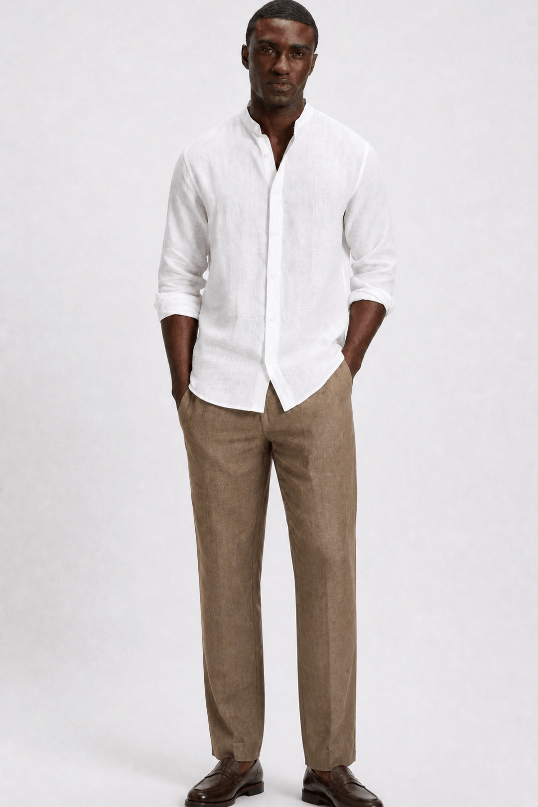Band Collar Linen Shirt-thumbmail-7