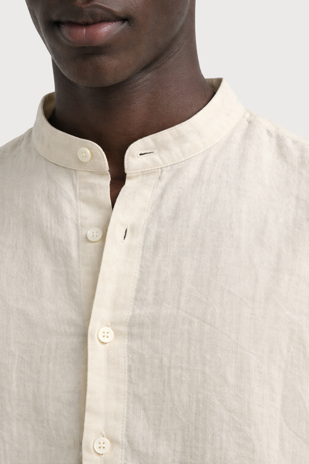 Band Collar Linen Shirt