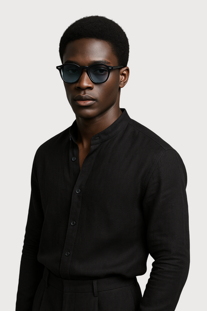 Band Collar Linen Shirt