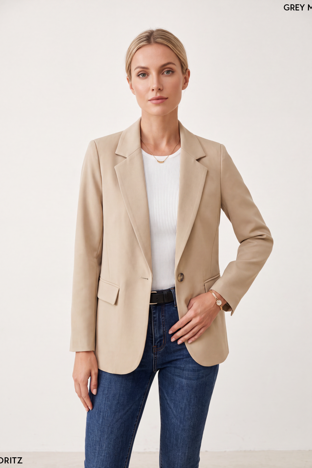 Single Button Cotton Blazer