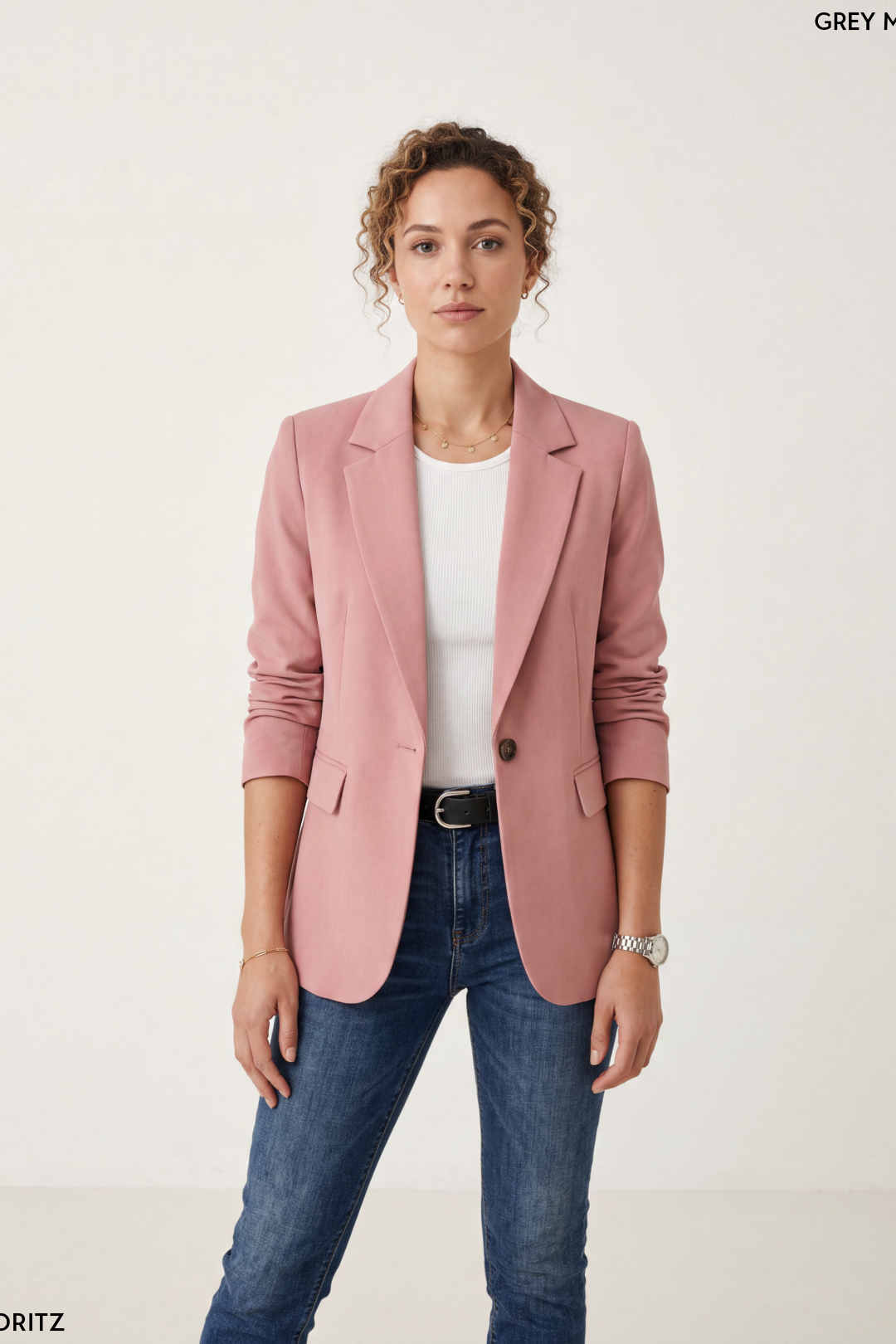 Single Button Cotton Blazer