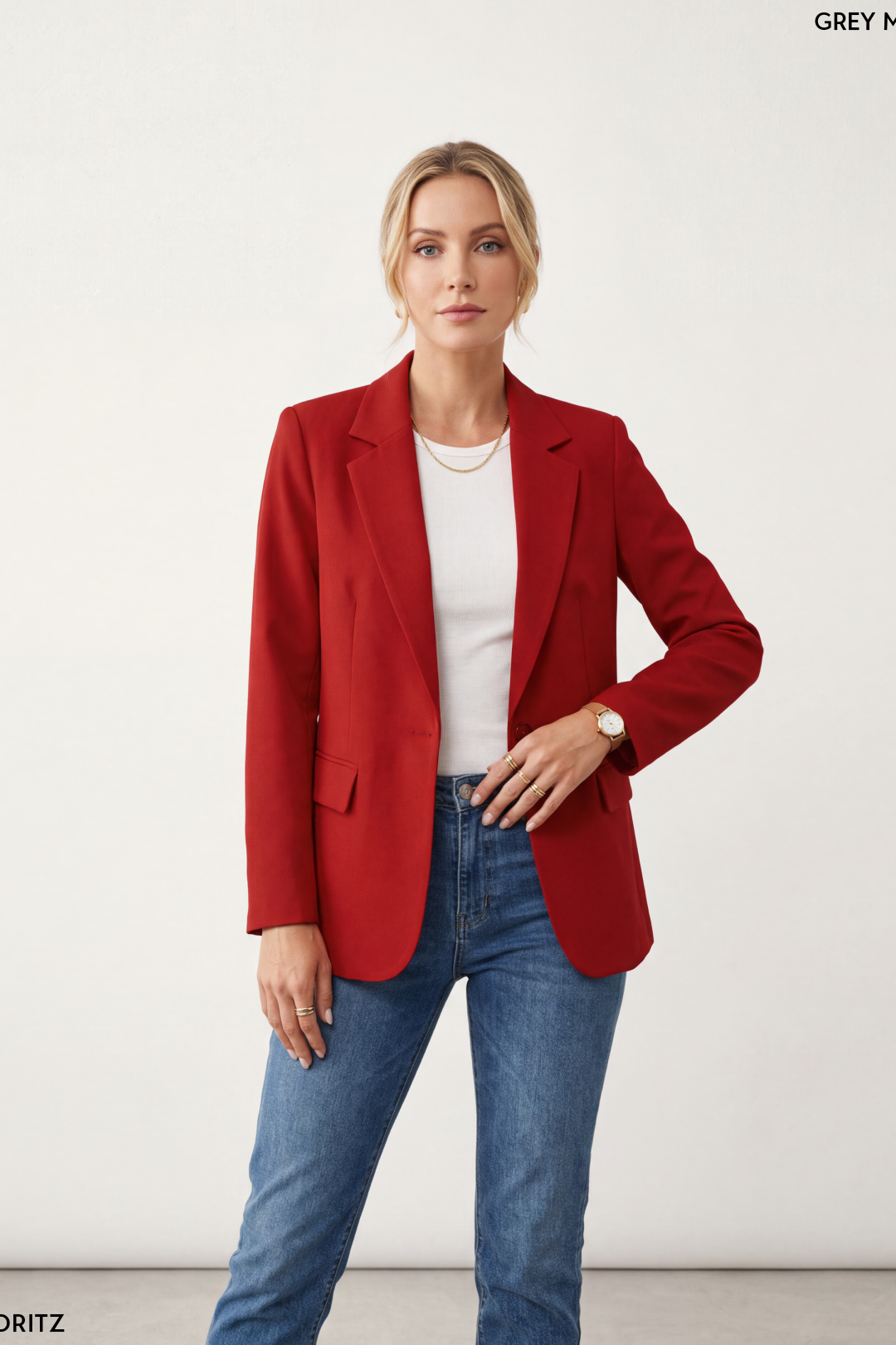 Single Button Cotton Blazer-thumbmail-4