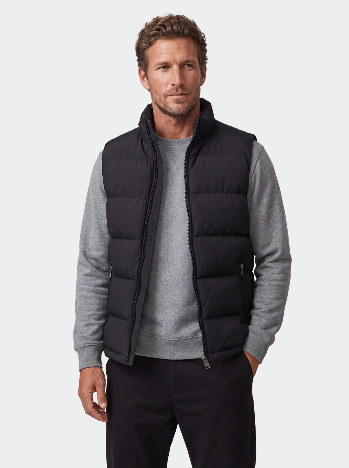 Men's quilted body warmer water-repellent fabric