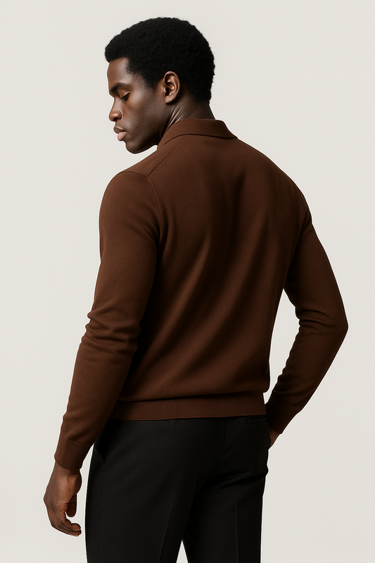 Long Sleeve Cotton Knit Polo