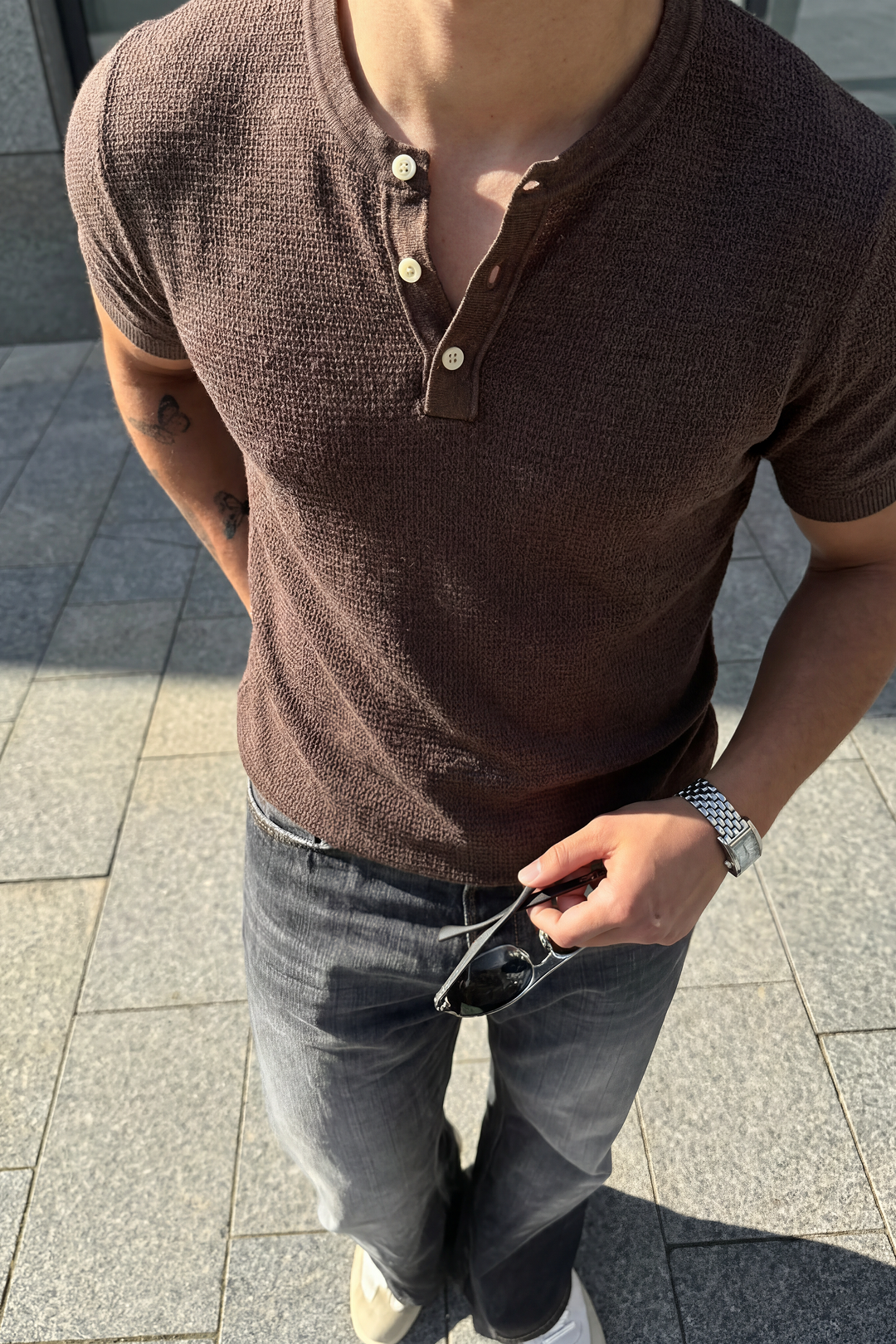 Textured Knit Henley T-Shirt-thumbmail-2