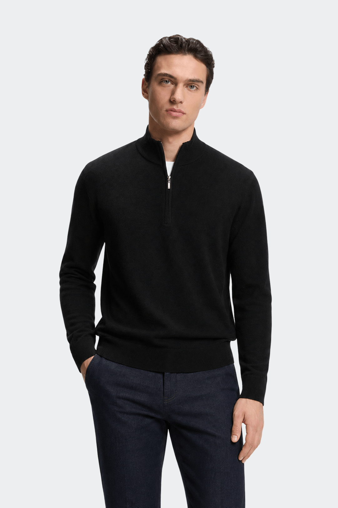 Quarter Zip Cotton Cashmere Sweater-1