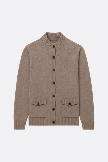 Cashmere Blend High-Neck Cardigan