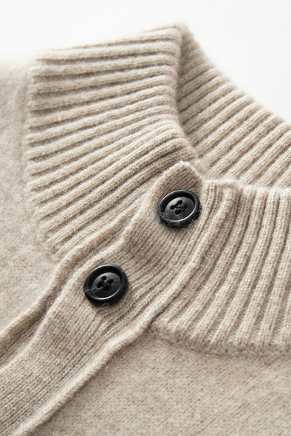 Cashmere Blend High-Neck Cardigan