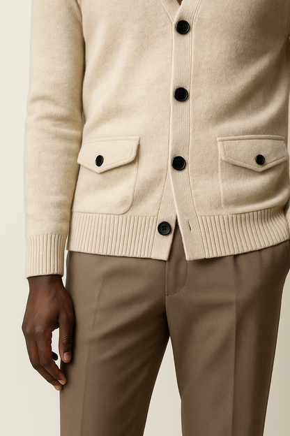 Cashmere Blend High-Neck Cardigan