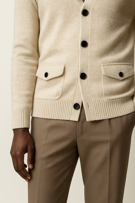 Cashmere Blend High-Neck Cardigan