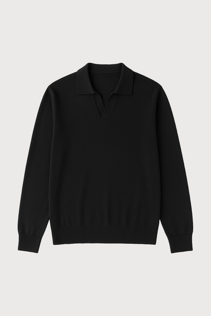 Cashmere-Silk Blend Polo Sweater