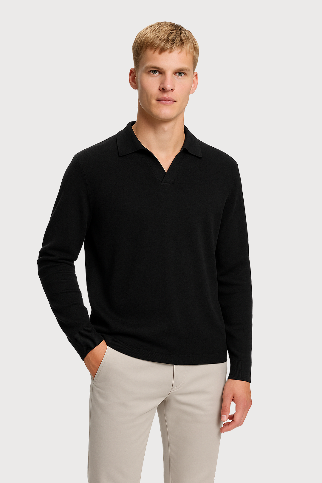 Cashmere-Silk Blend Polo Sweater