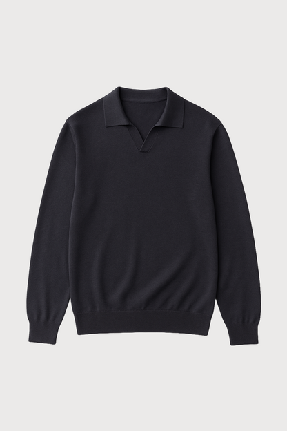 Cashmere-Silk Blend Polo Sweater