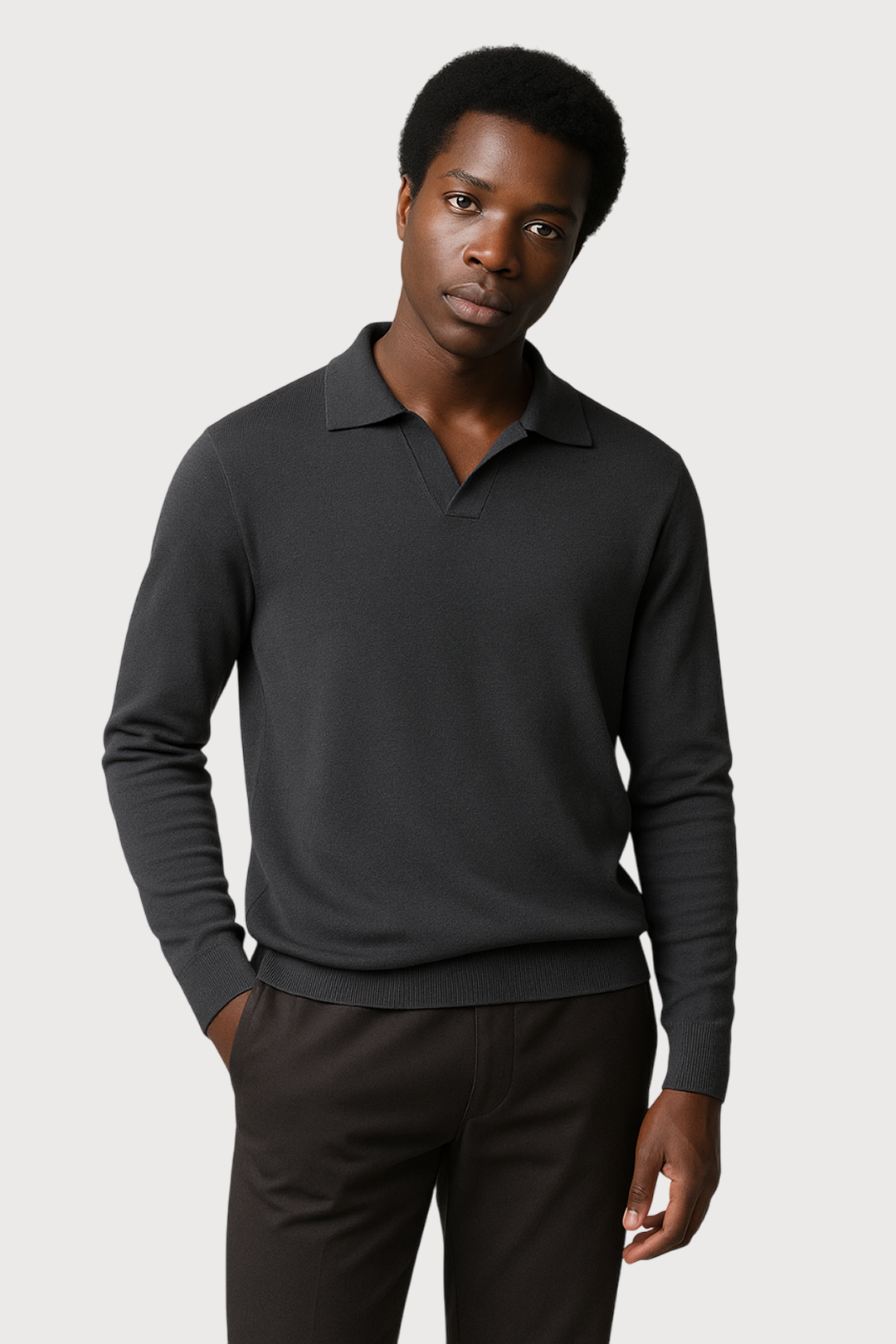 Cashmere-Silk Blend Polo Sweater