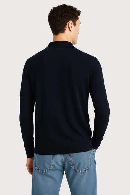 Cashmere-Silk Blend Polo Sweater