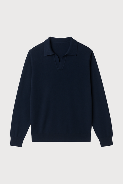 Cashmere-Silk Blend Polo Sweater
