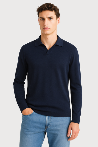 Cashmere-Silk Blend Polo Sweater
