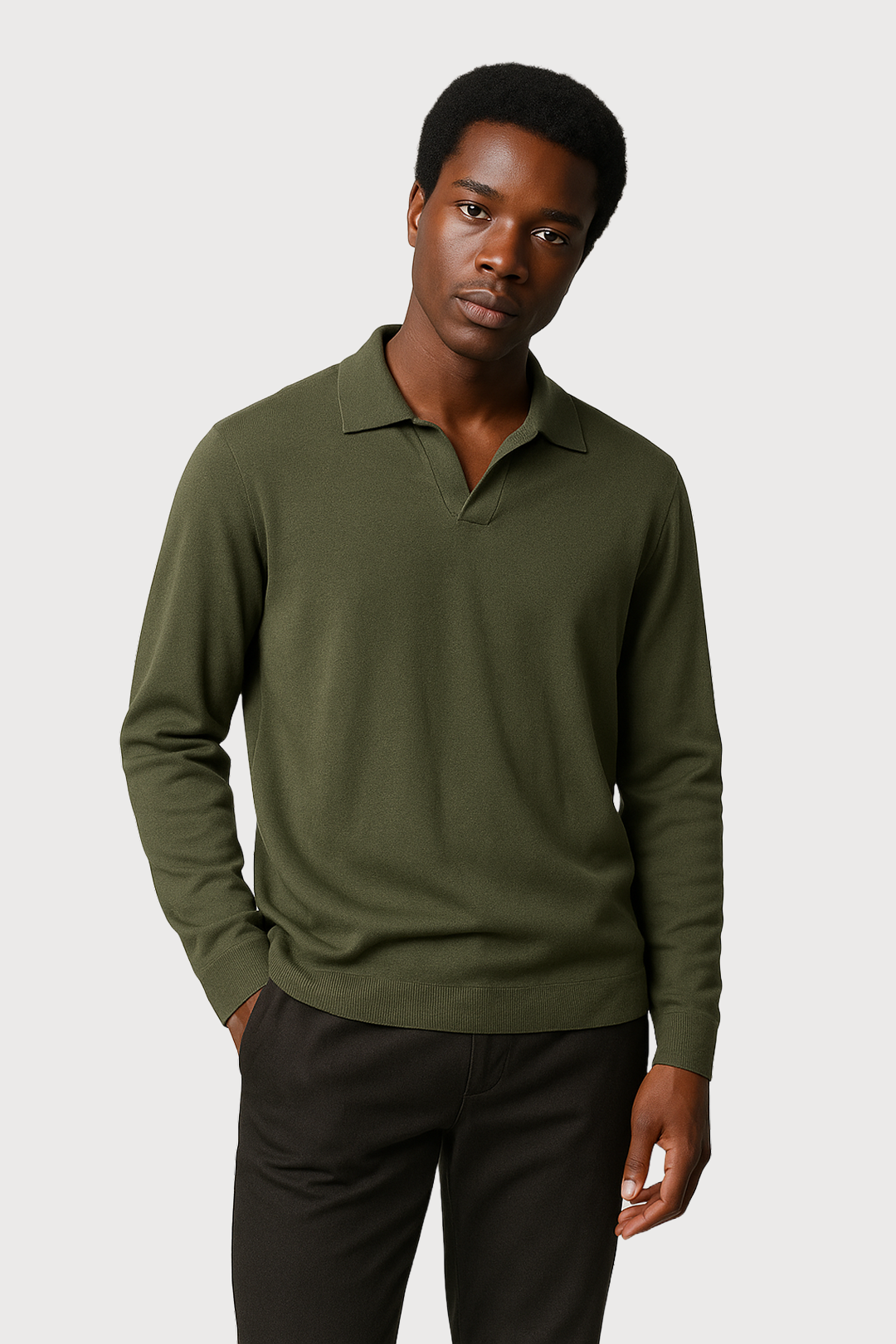 Cashmere-Silk Blend Polo Sweater – Grey Moritz