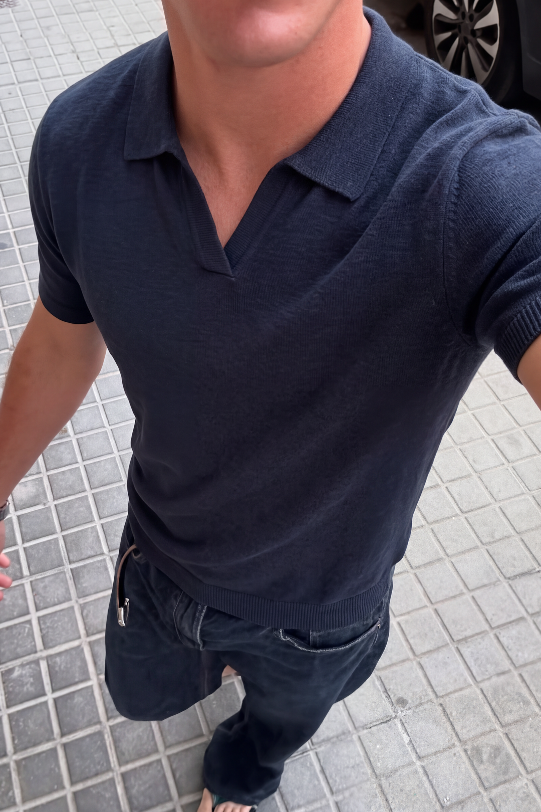 Buttonless Linen Cotton Polo Shirt-thumbmail-9