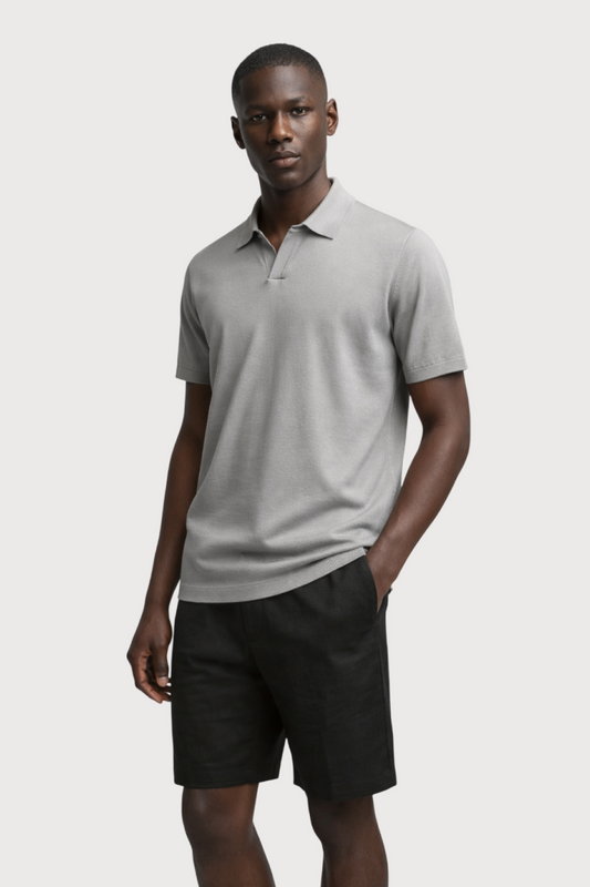 Buttonless Knitted Polo