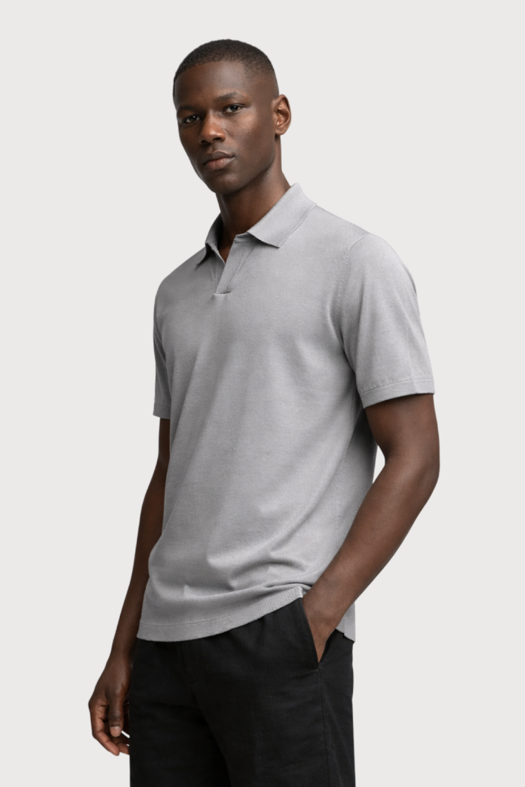 Buttonless Knitted Polo