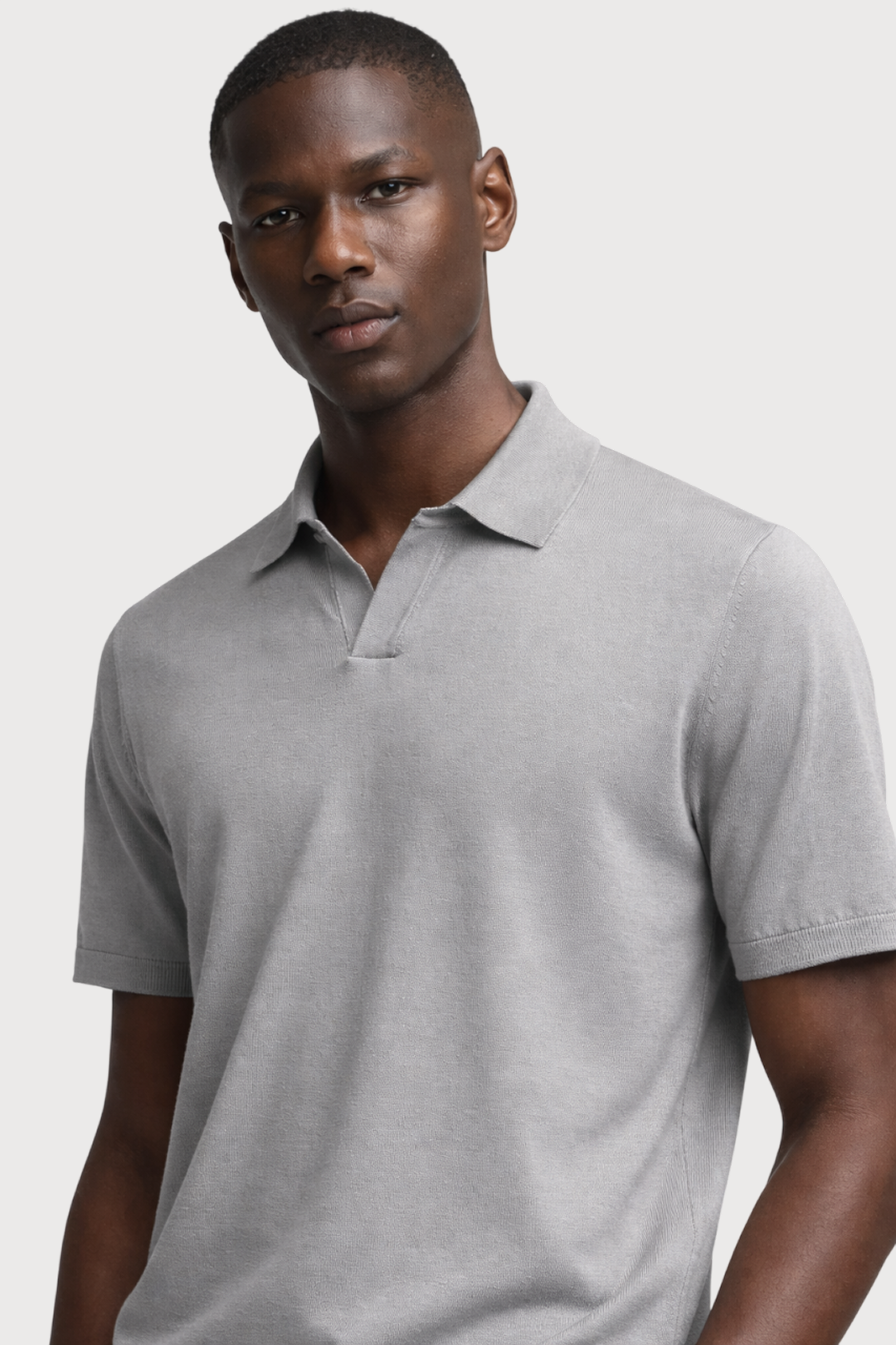 Buttonless Knitted Polo