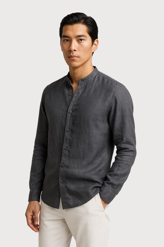 Band Collar Linen Shirt