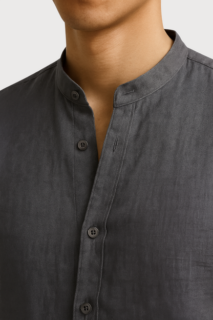Band Collar Linen Shirt