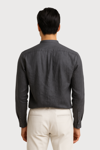 Band Collar Linen Shirt