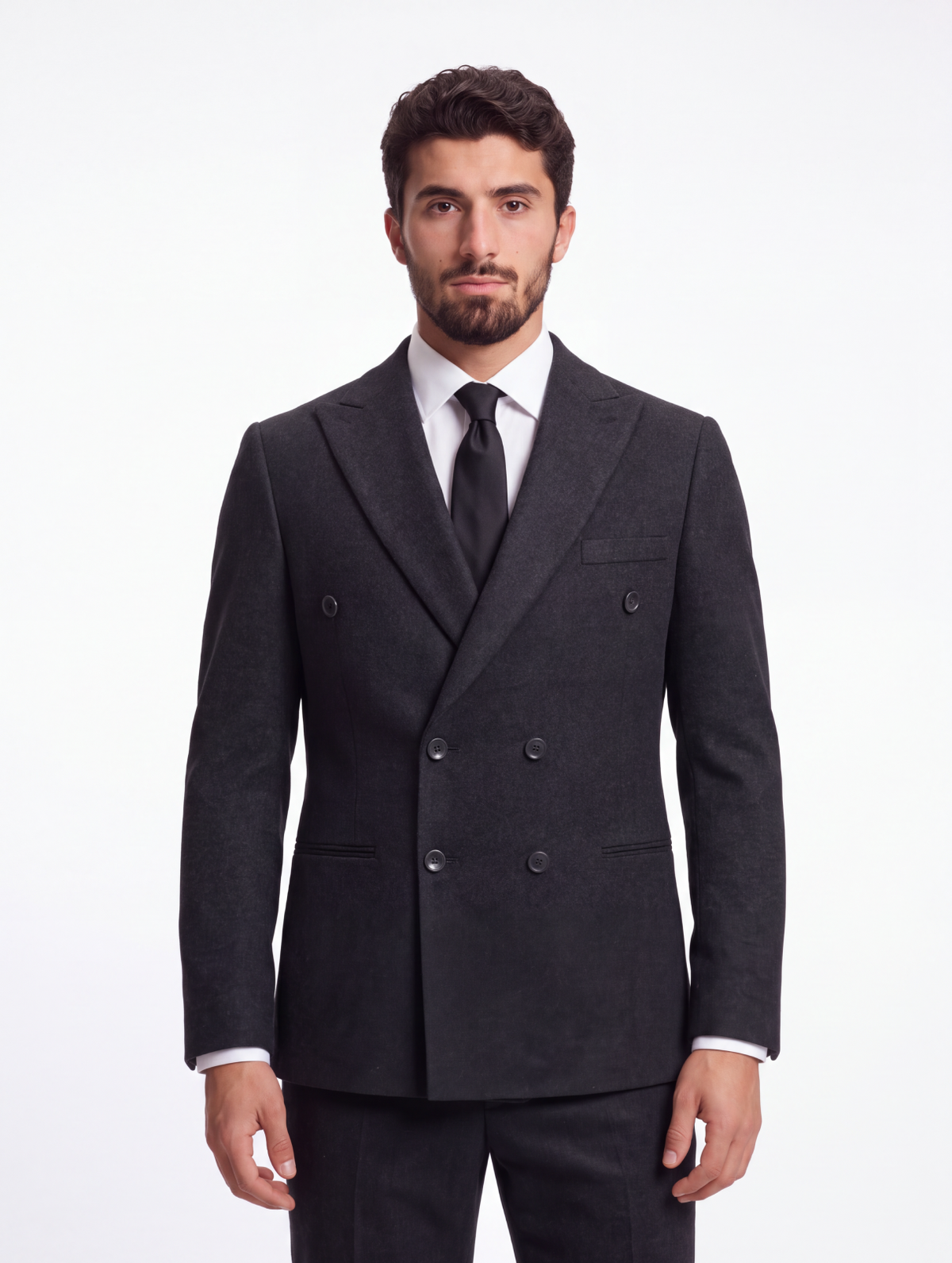 Men's Black Double-Breasted Suit - Two-Piece, Slim Fit