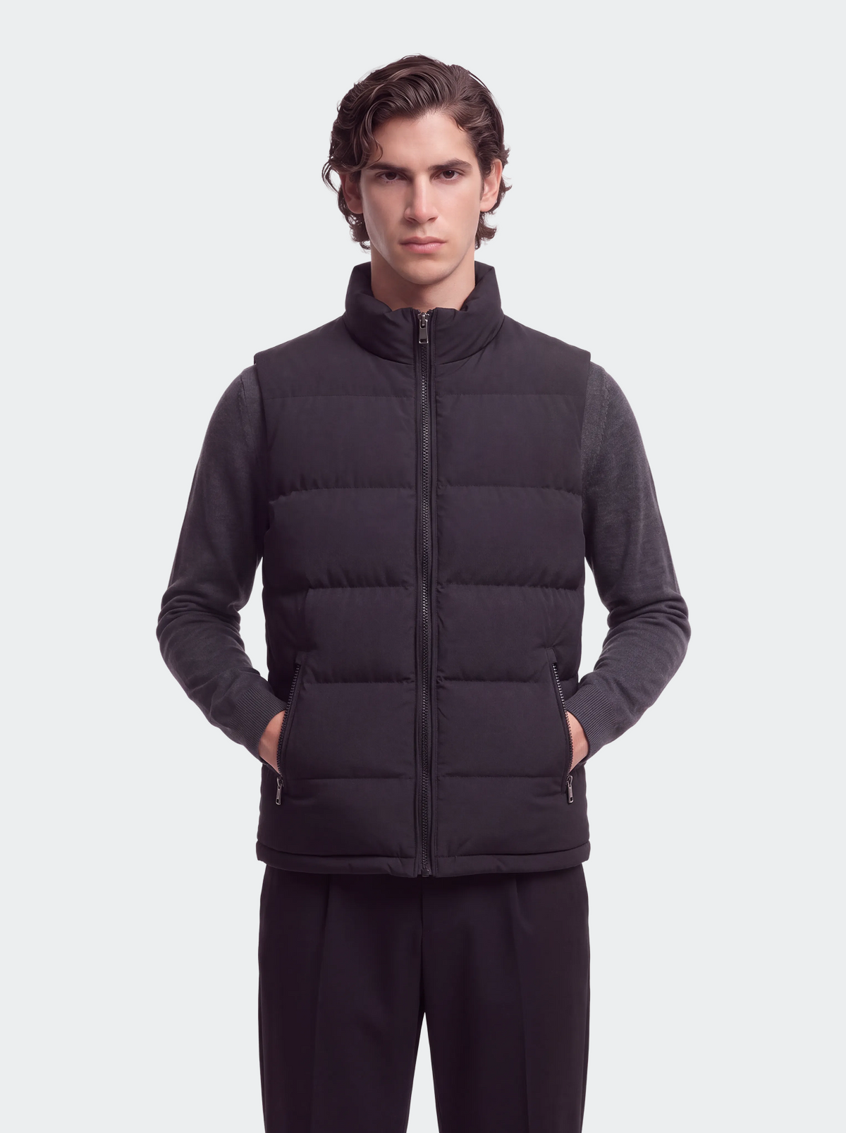 Men's quilted body warmer water-repellent fabric