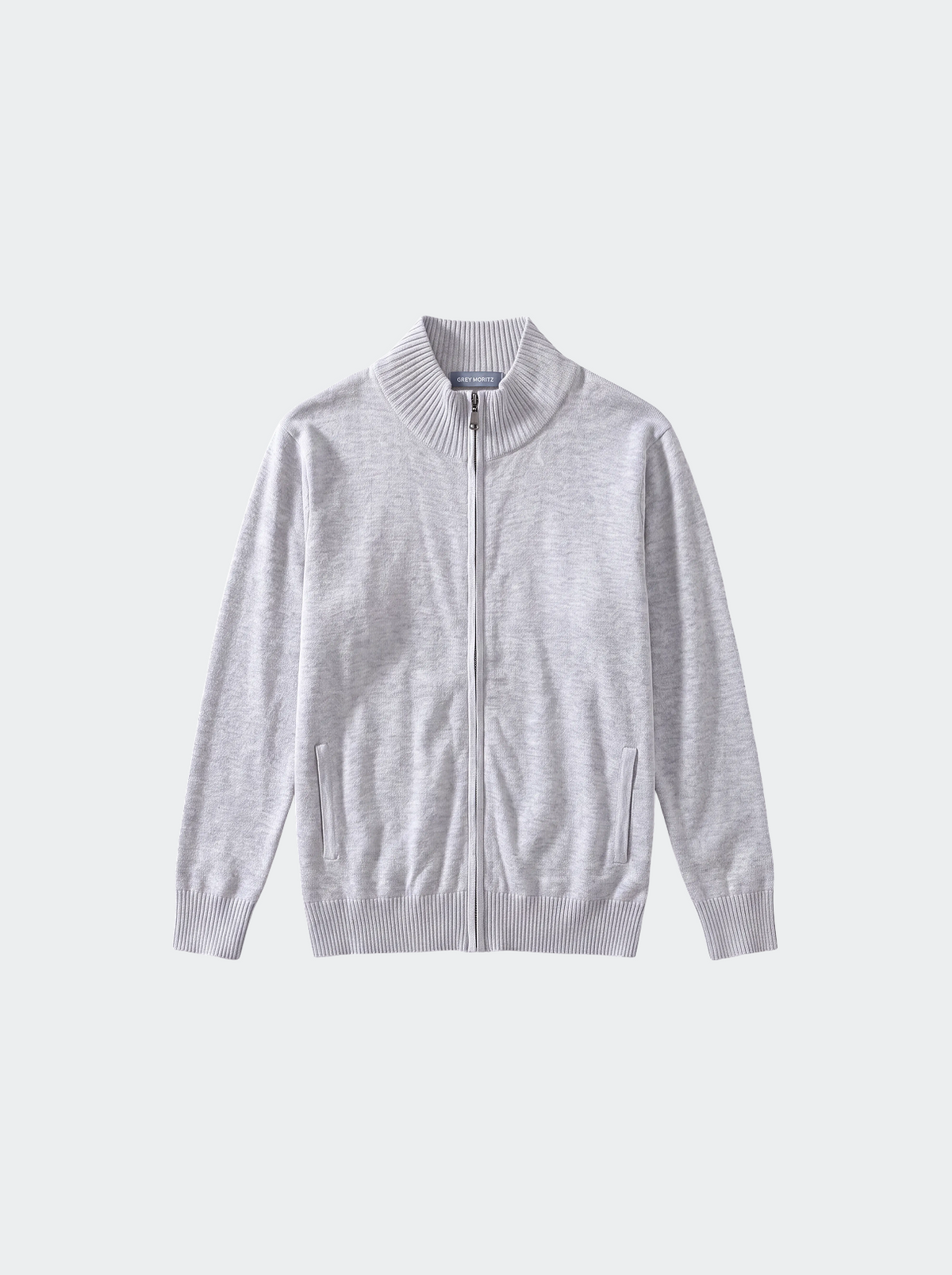 Men's Knitted Cotton Cardigan - Stand Collar, Slim Fit