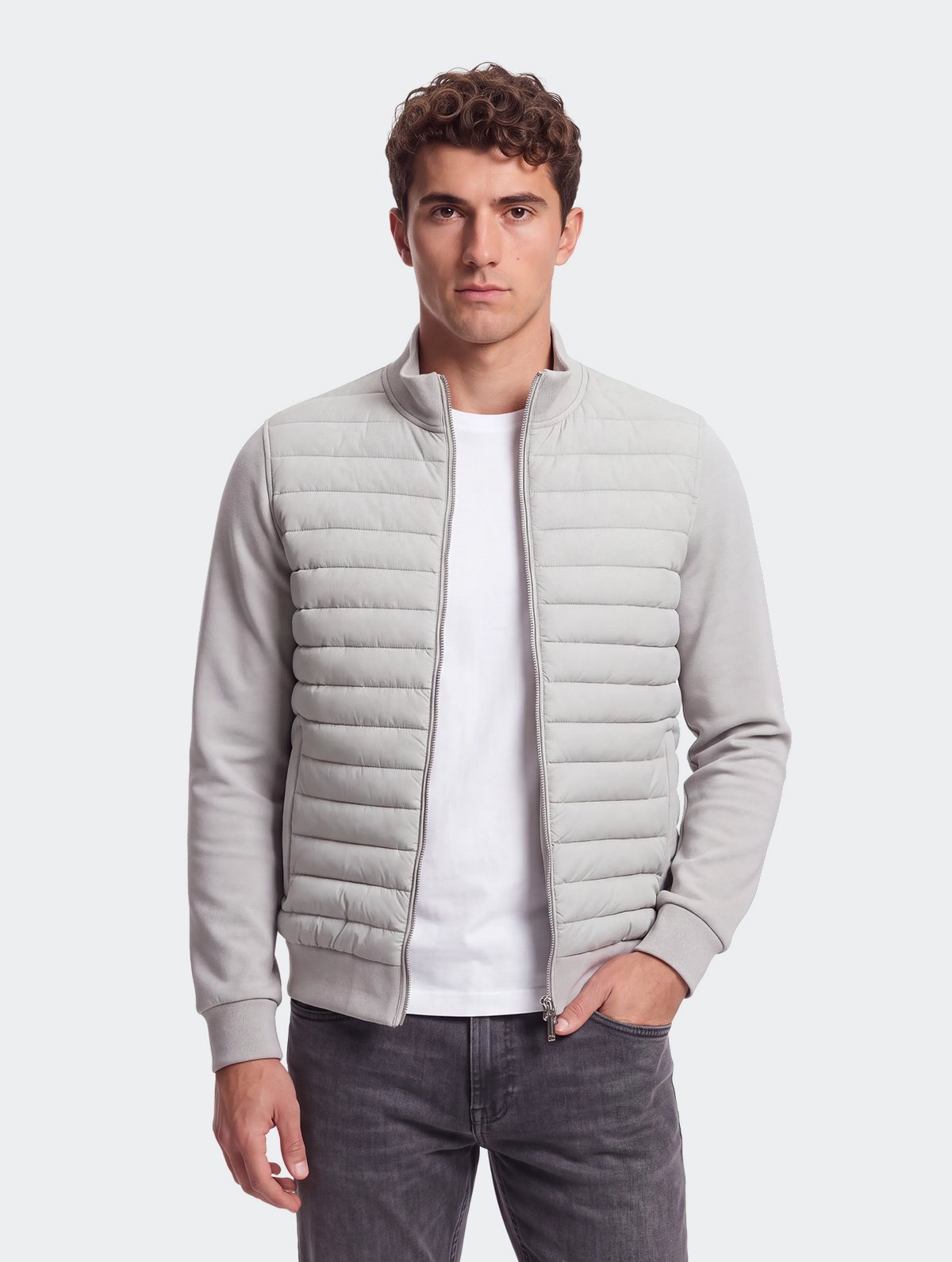 Men's Lightweight Quilted Jacket with Stand Collar