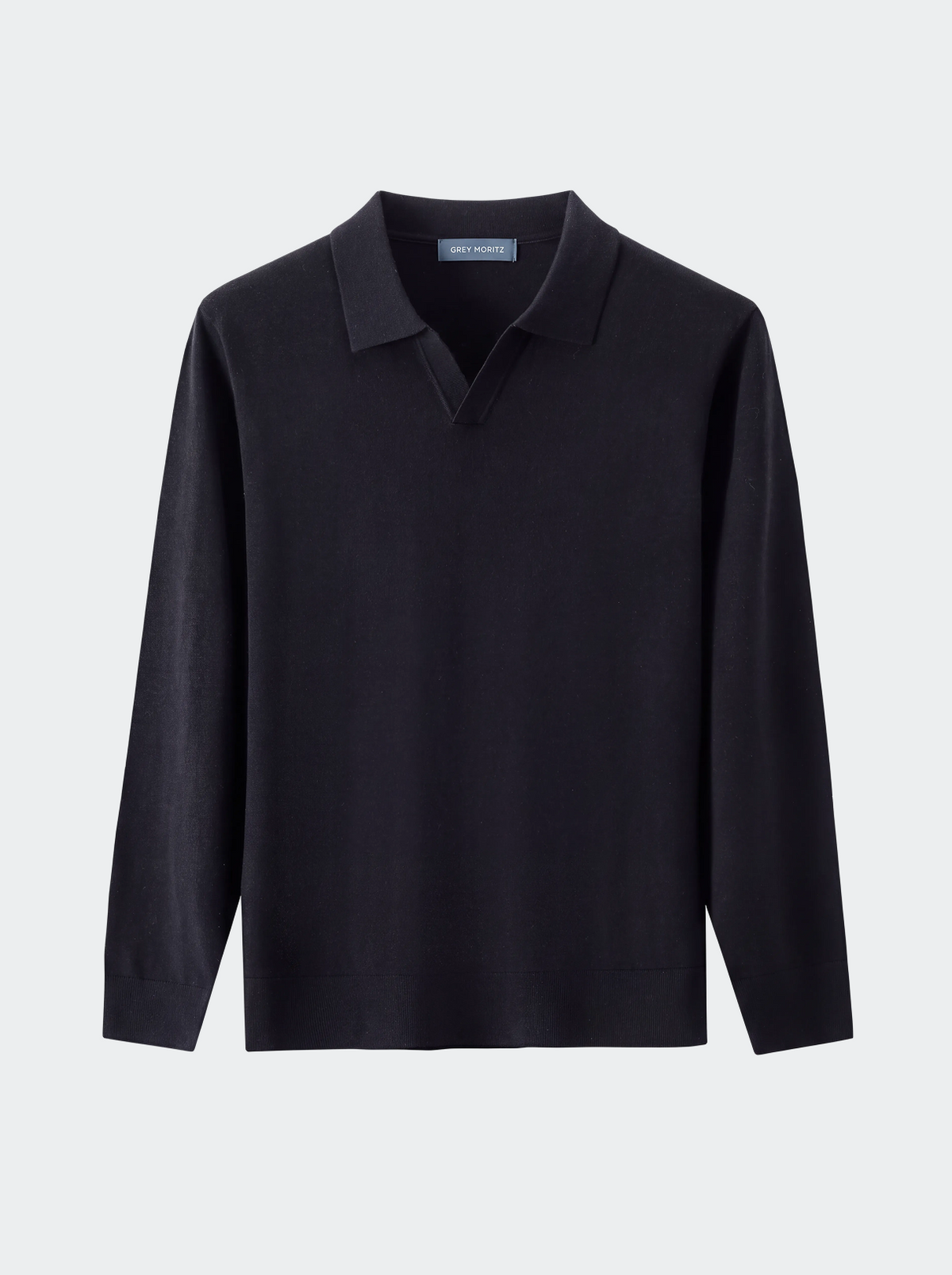 Men's Pure Extra-Fine Merino Wool Buttonless Long Sleeve Polo