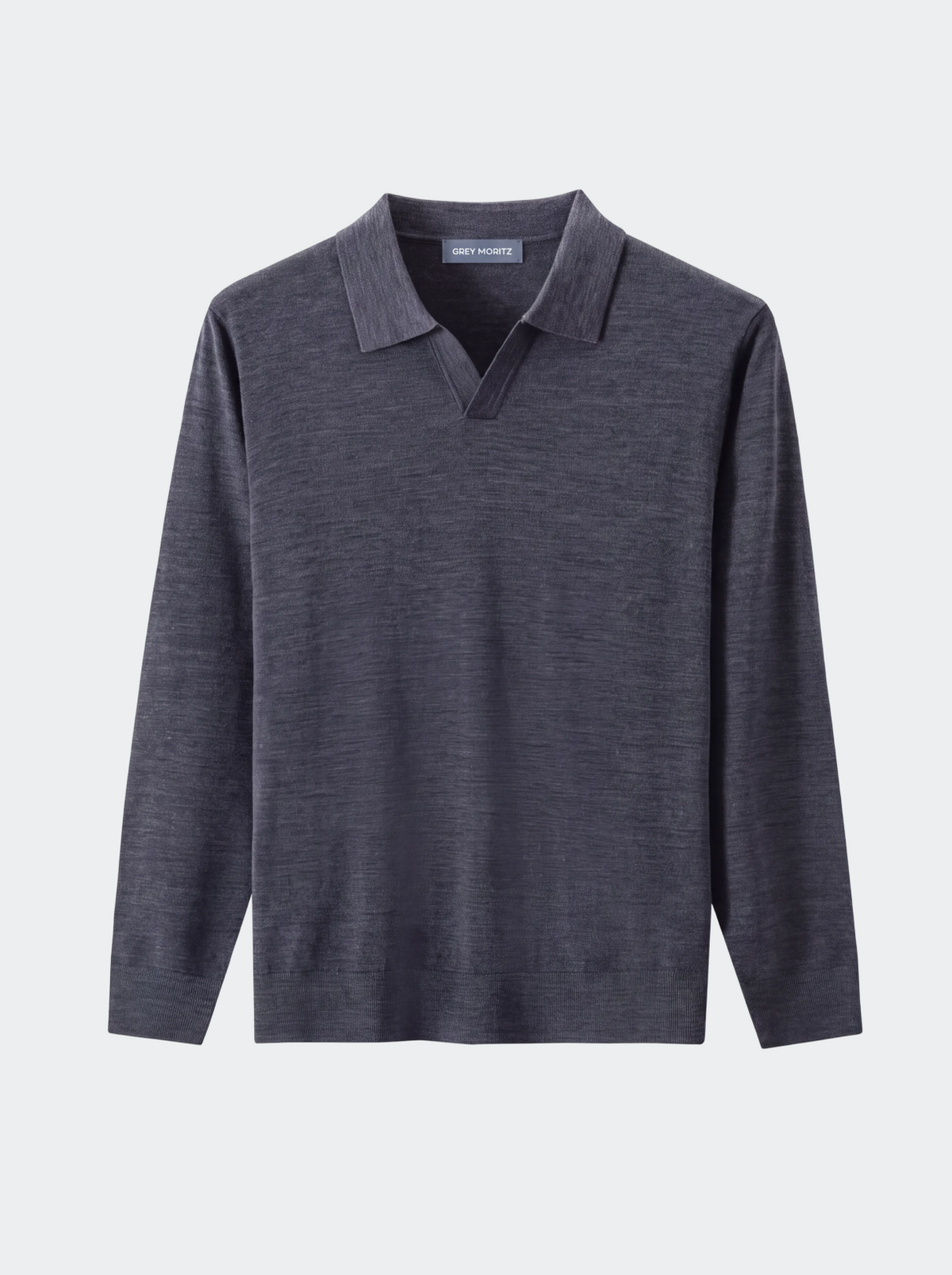 Men's Pure Extra-Fine Merino Wool Buttonless Long Sleeve Polo-thumbmail-5