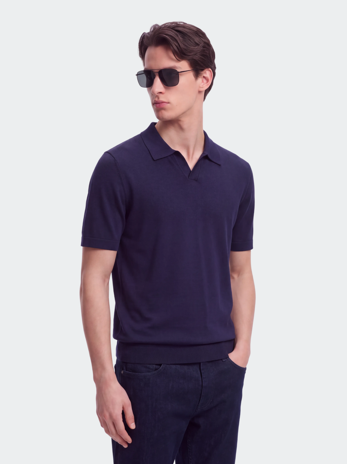 Men's Merino Wool Buttonless Polo Shirt-thumbmail-13