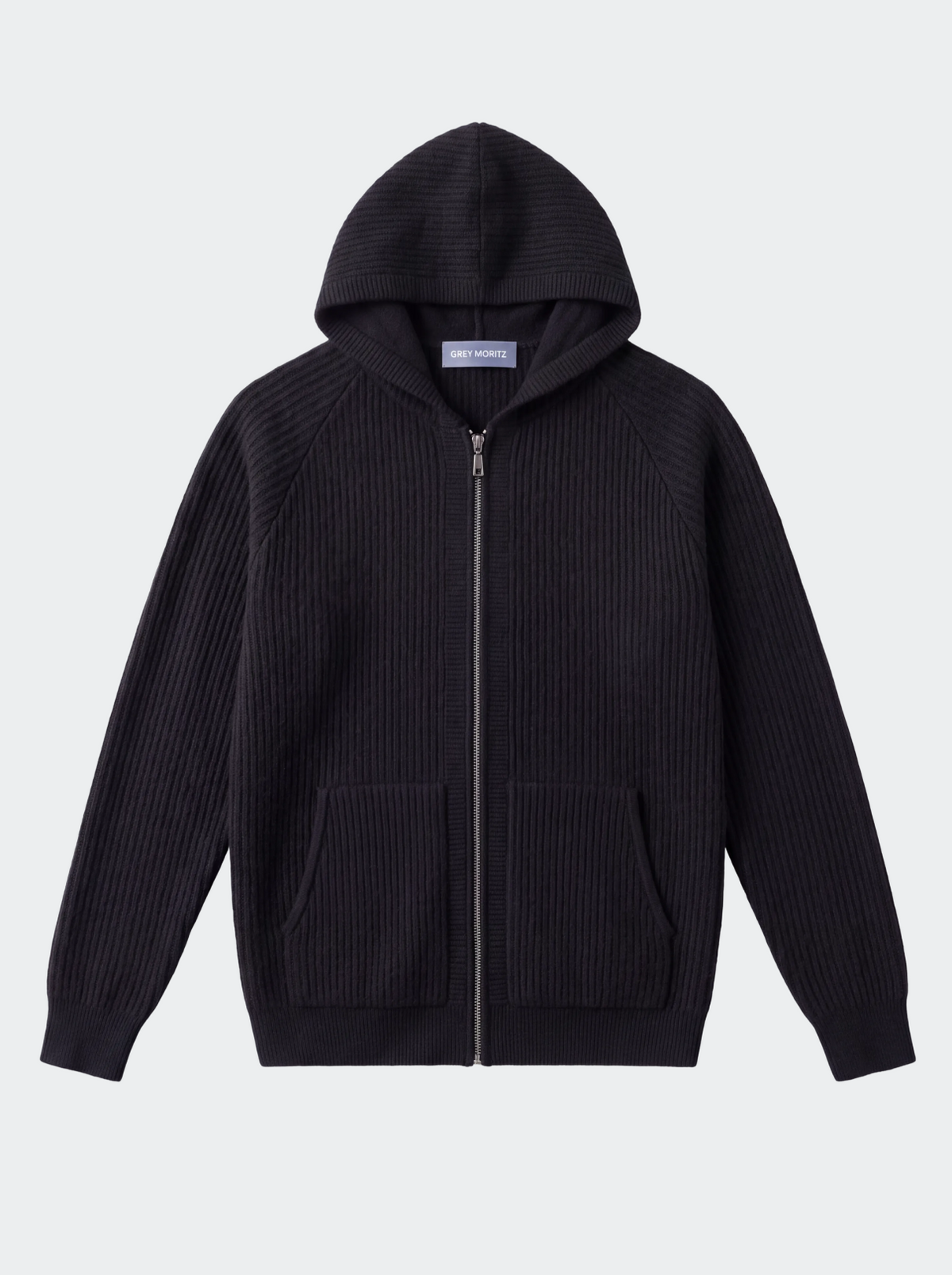 Men's Pure Extra-Fine Merino Wool Ribbed Zipper Hoodie-thumbmail-23