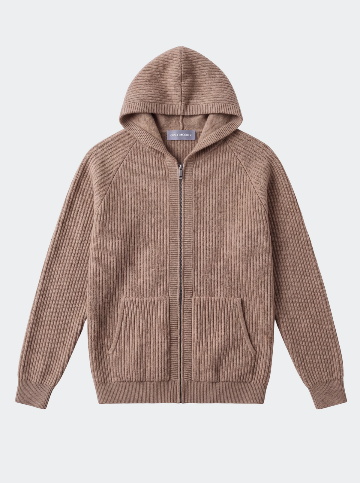 Men's Pure Extra-Fine Merino Wool Ribbed Zipper Hoodie-thumbmail-19