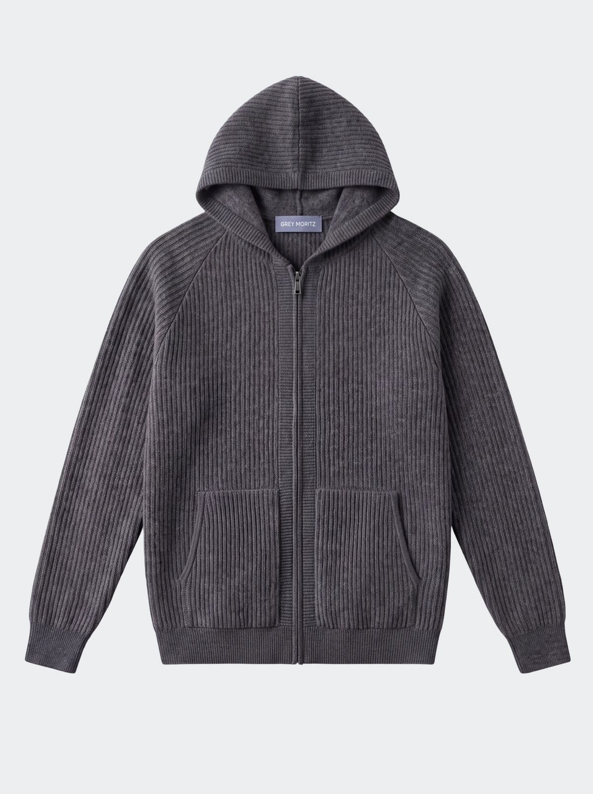 Men's Pure Extra-Fine Merino Wool Ribbed Zipper Hoodie-thumbmail-27