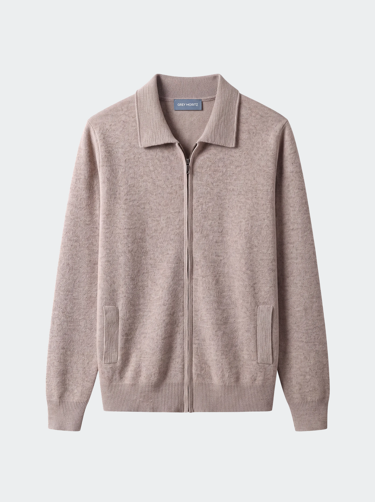 Men's Pure Extra-Fine Merino Wool Zip Polo Cardigan