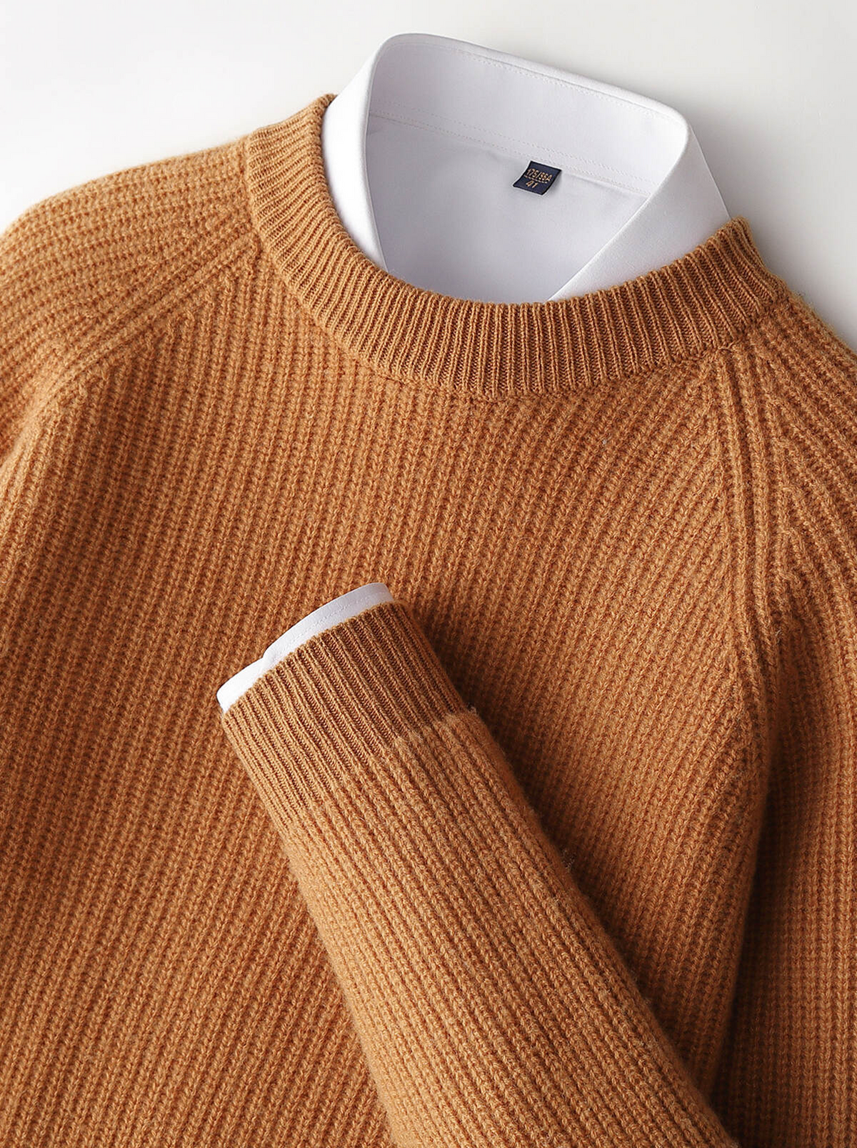 Men's Pure Extra-Fine Merino Wool Ribbed Raglan Crewneck-thumbmail-23