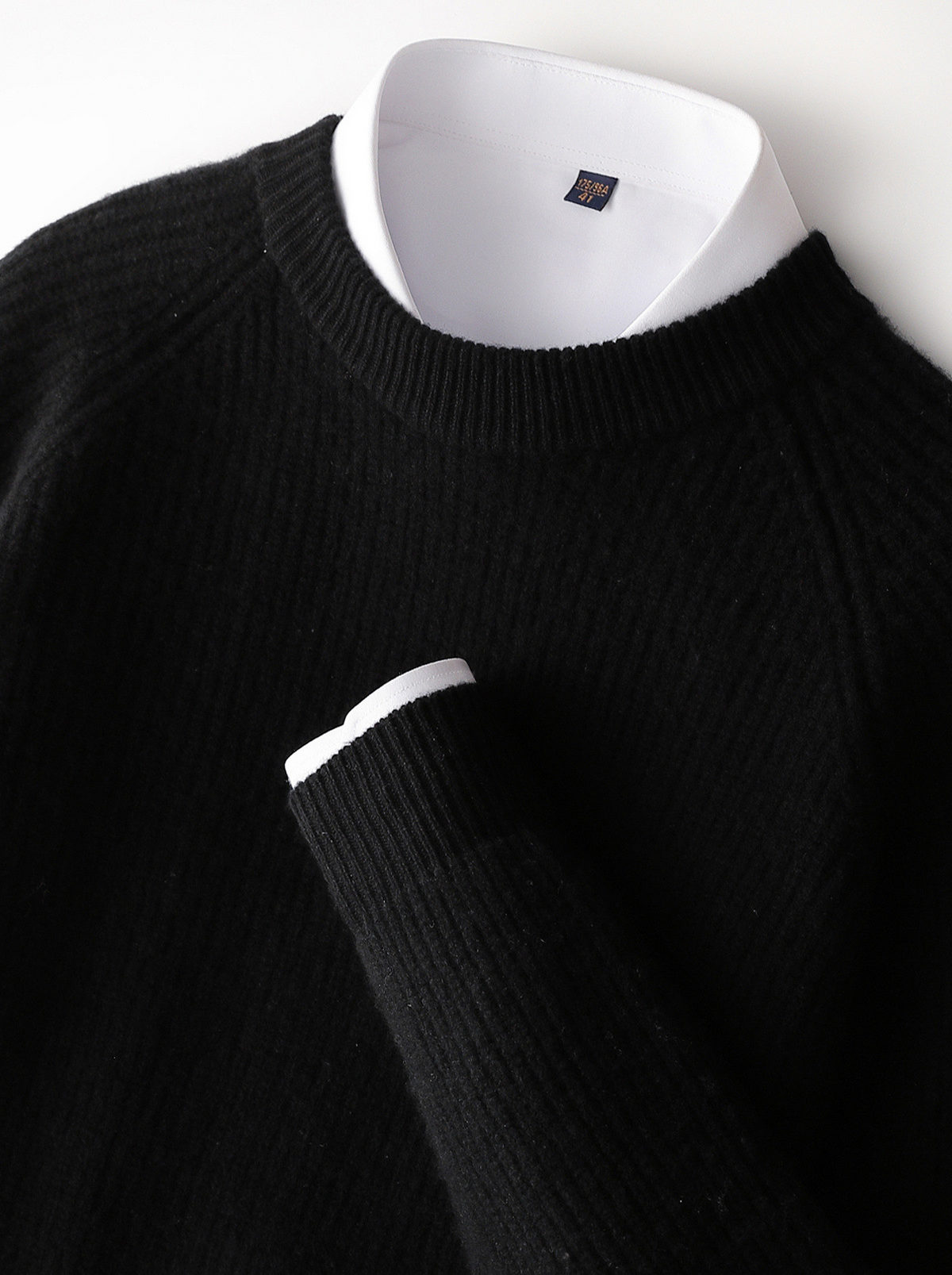 Men's Pure Extra-Fine Merino Wool Ribbed Raglan Crewneck-thumbmail-19