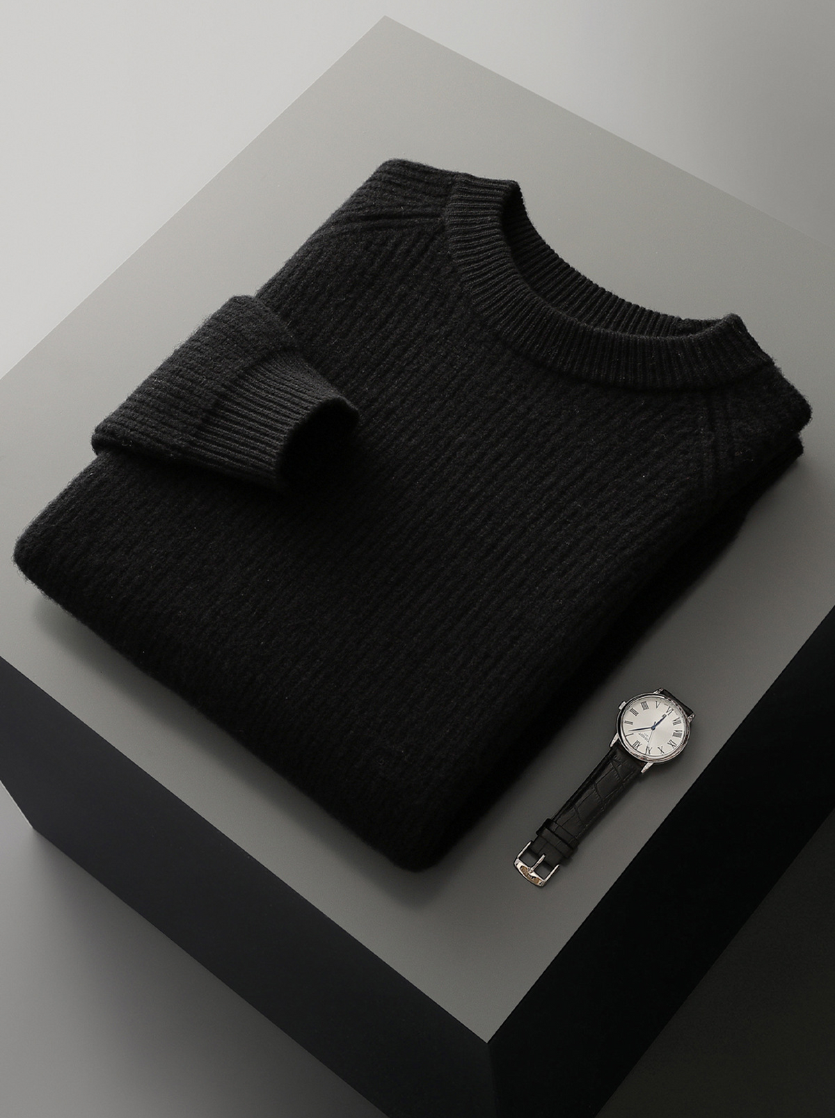Men's Pure Extra-Fine Merino Wool Ribbed Raglan Crewneck-thumbmail-18